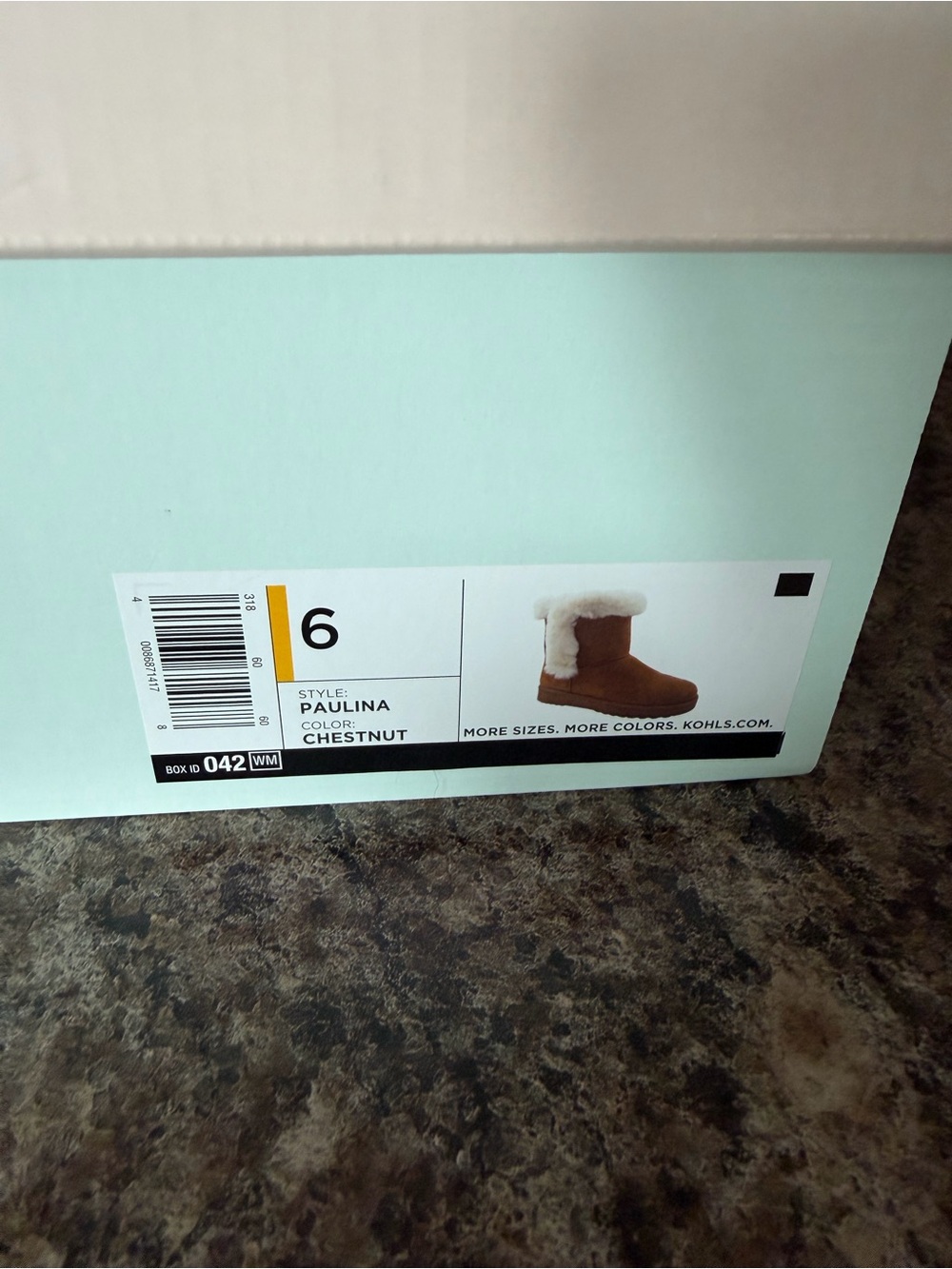 Kohl's Chestnut Kids' Paulina Boot with Cream Sherpa Cuff